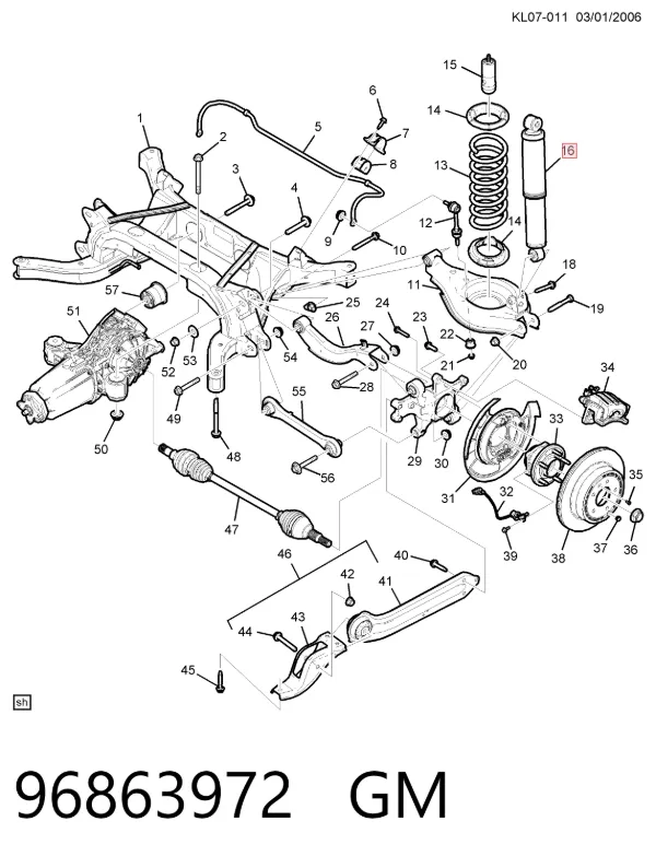 Amortyzator tylny 96863972 General Motors