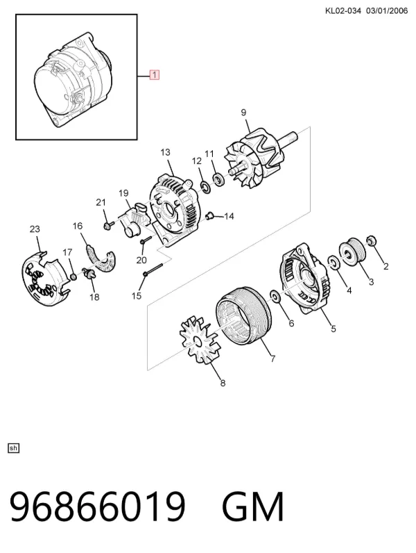 Alternator 96866019 General Motors