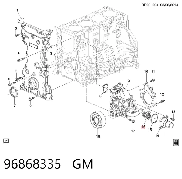 Termostat 96868335 General Motors