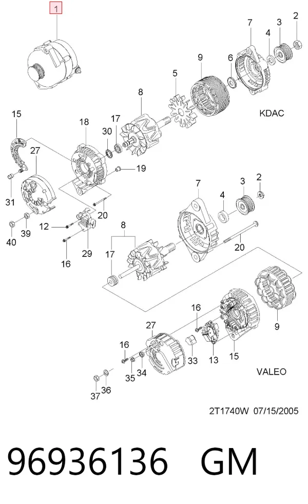 Alternator 96936136 General Motors