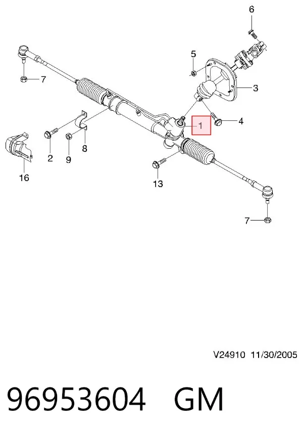 Listwa kierownicza (maglownica) 96953604 General Motors