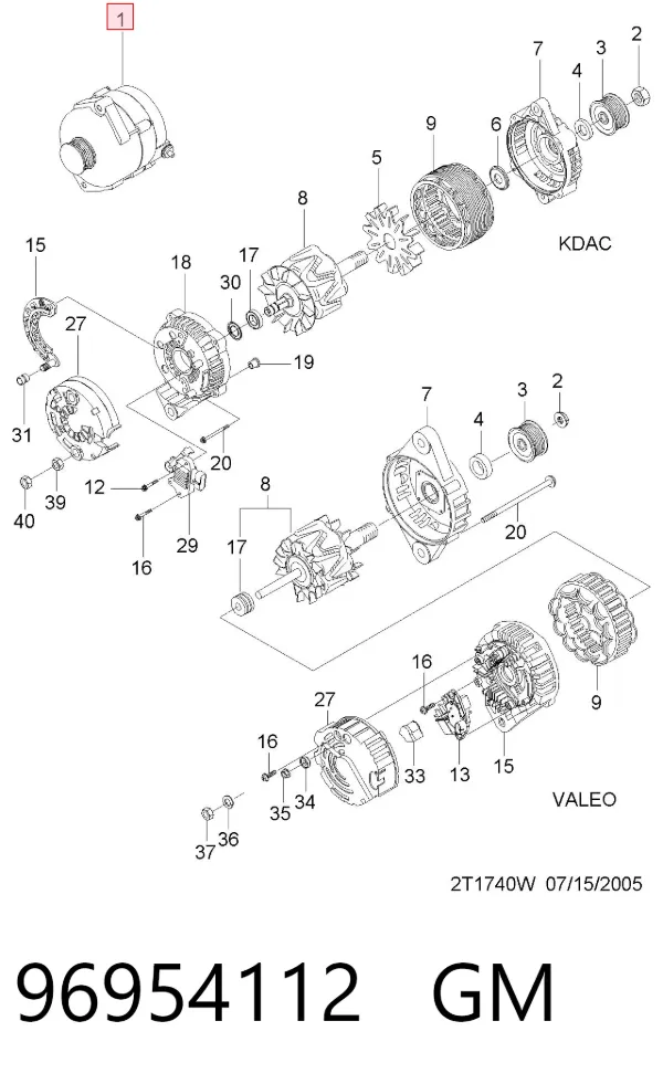 Alternator 96954112 General Motors
