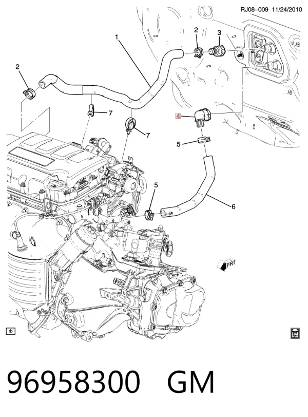Kołnierz układu chłodzenia (trójnik) 96958300 General Motors