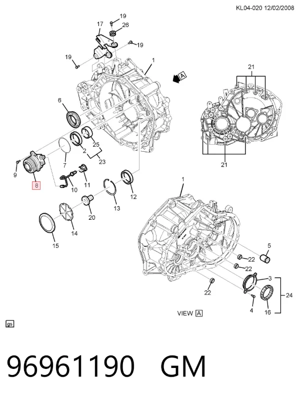Cylinder roboczy sprzęgła (wysprzęglik) w komplecie z łożyskiem wyciskowym 96961190 General Motors
