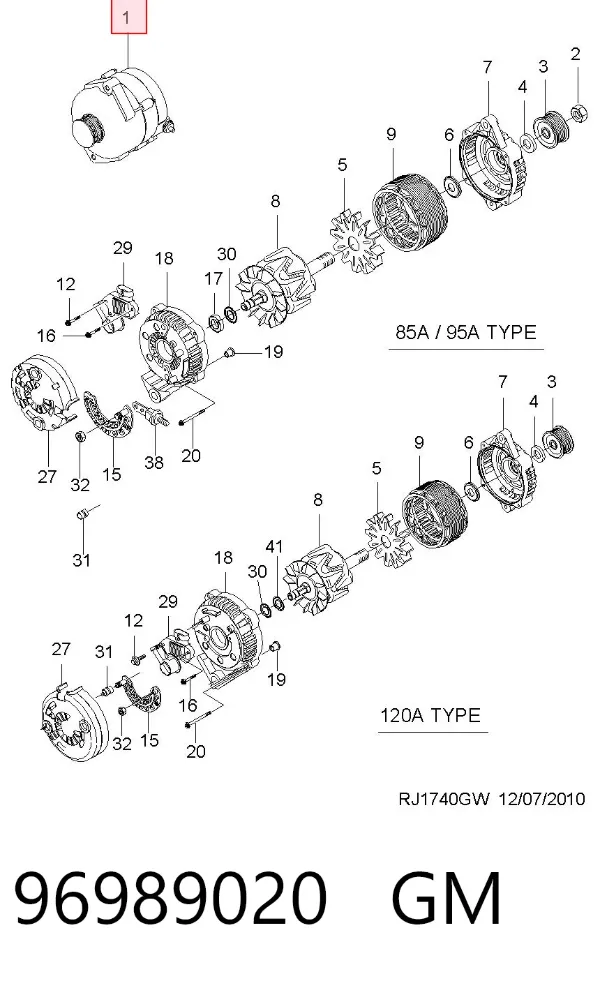 Alternator 96989020 General Motors