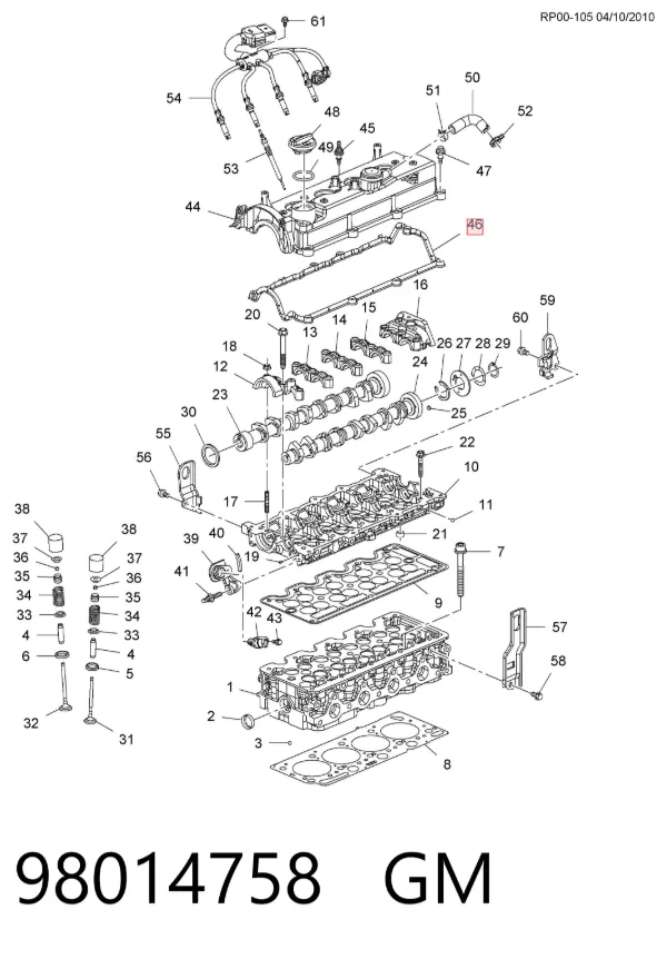 Uszczelka pokrywy zaworowej silnika 98014758 General Motors