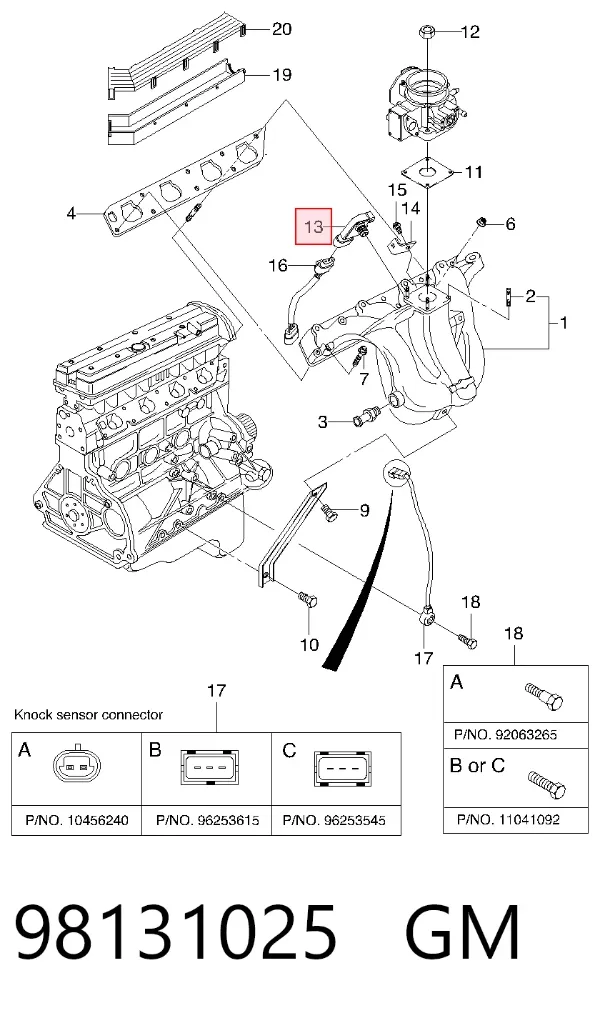 Czujnik ciśnienia w kolektorze ssącym, MAP 98131025 General Motors