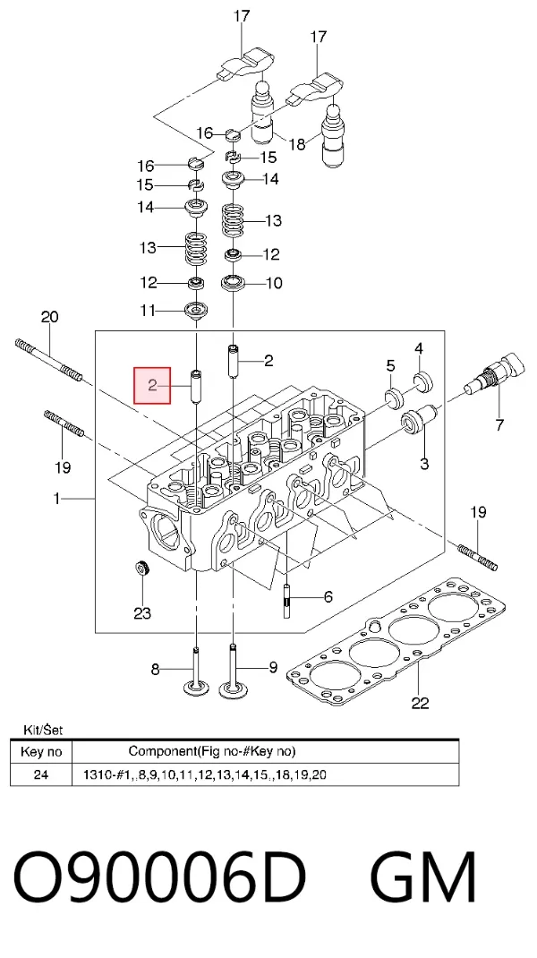 Prowadnica zaworu O90006D General Motors