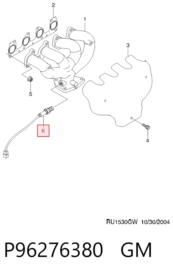 Sonda lambda czujnik tlenu przed katalizatorem P96276380 General Motors