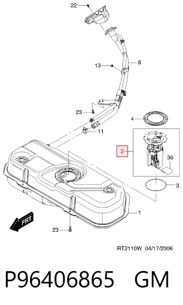 Moduł pompy paliwowej z czujnikiem poziomu paliwa P96406865 General Motors