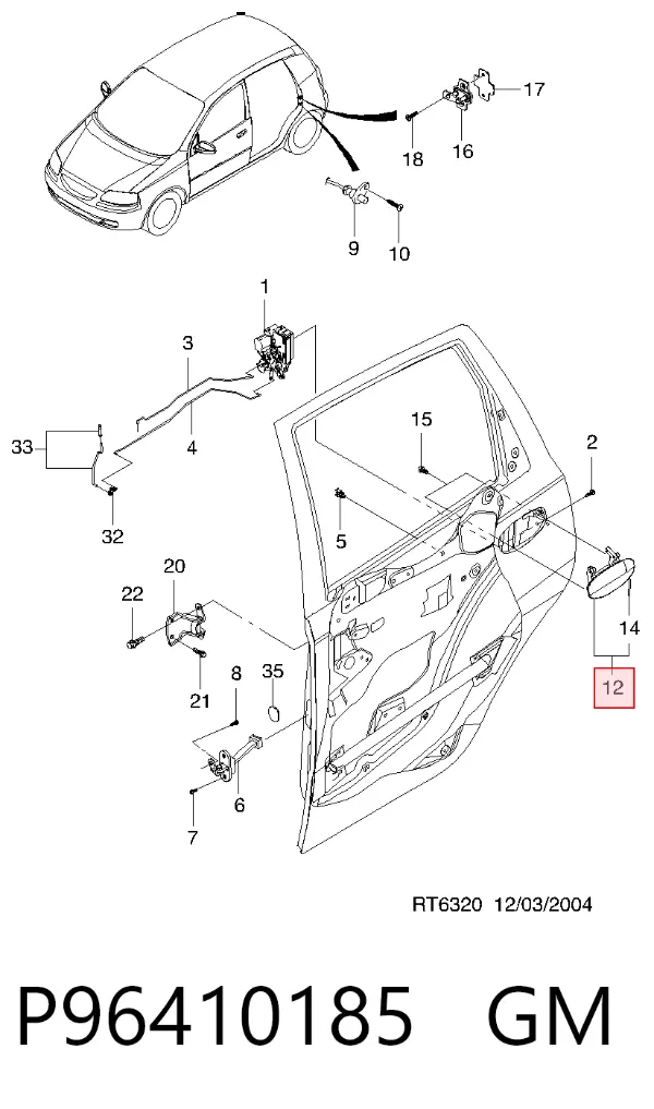 Klamka drzwi tylnych prawa zewnętrzna P96410185 General Motors