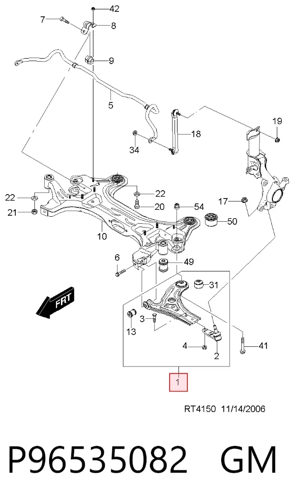 Wahacz zawieszenia przedniego dolny prawy P96535082 General Motors