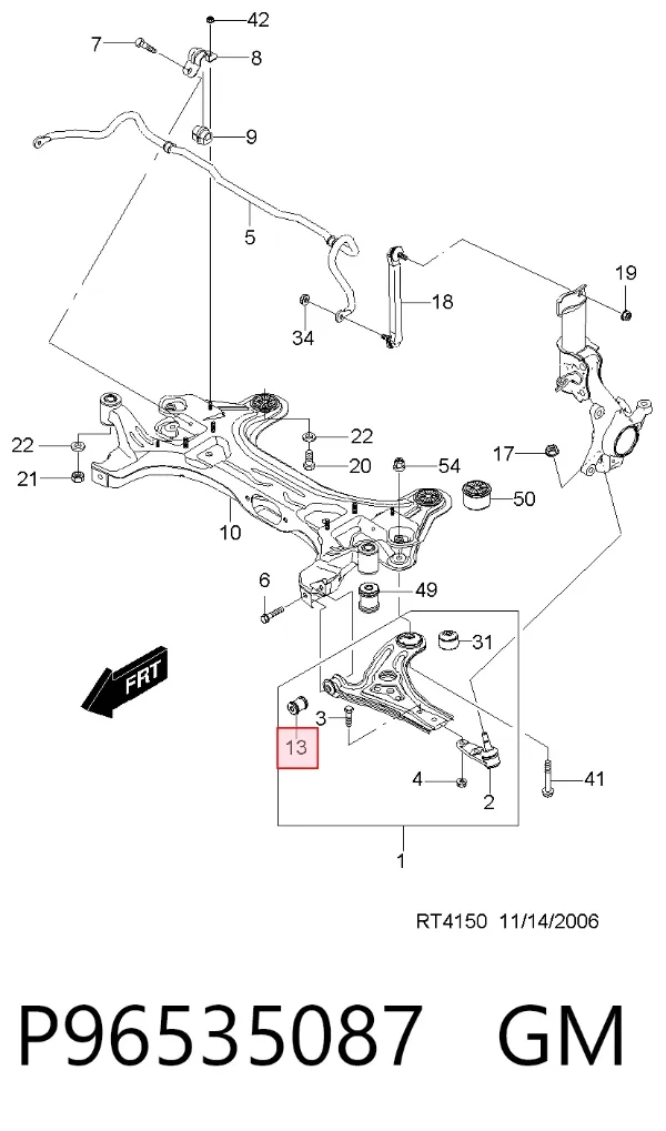 Silentblock przedniego wahacza dolnego P96535087 General Motors