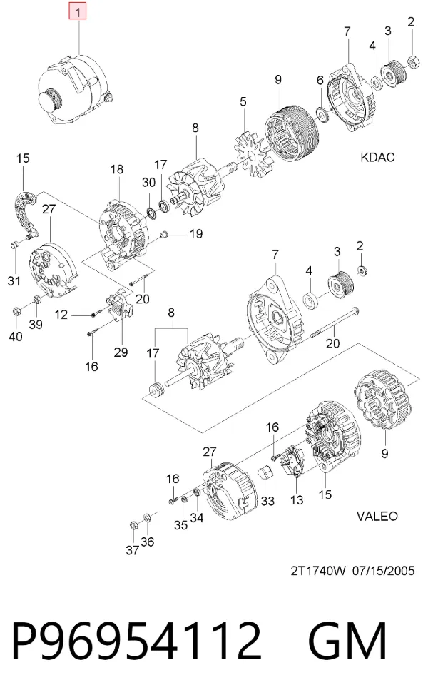 Alternator P96954112 General Motors