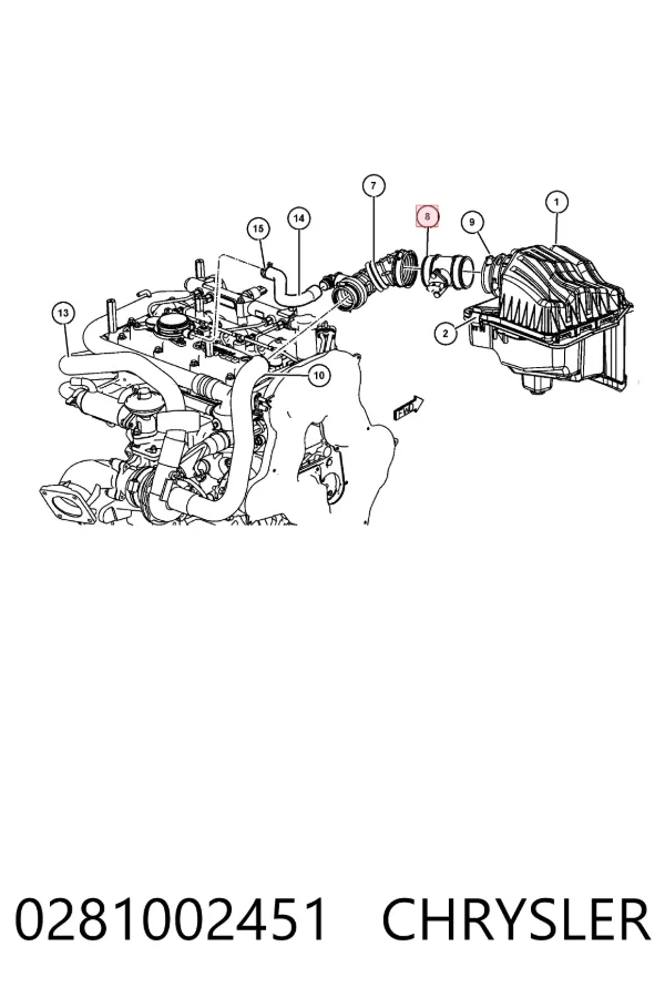 Czujnik przepływu powietrza, przepływomierz powietrza M.A.F. Chrysler Voyager III