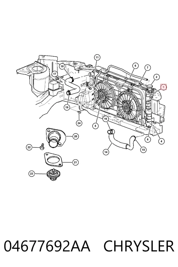 Chłodnica silnika 04677692AA Chrysler