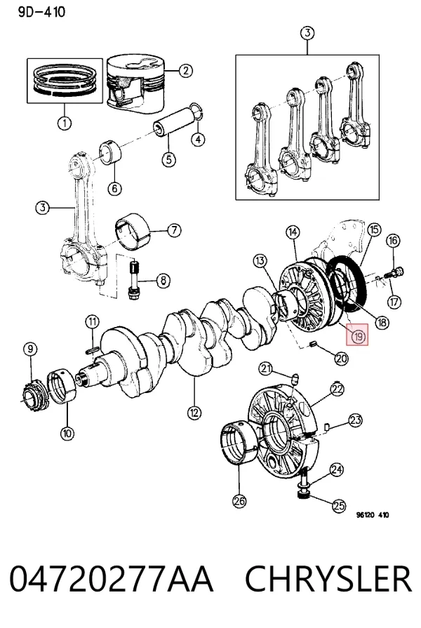 Uszczelniacz wału korbowego silnika tylny 04720277AA Chrysler