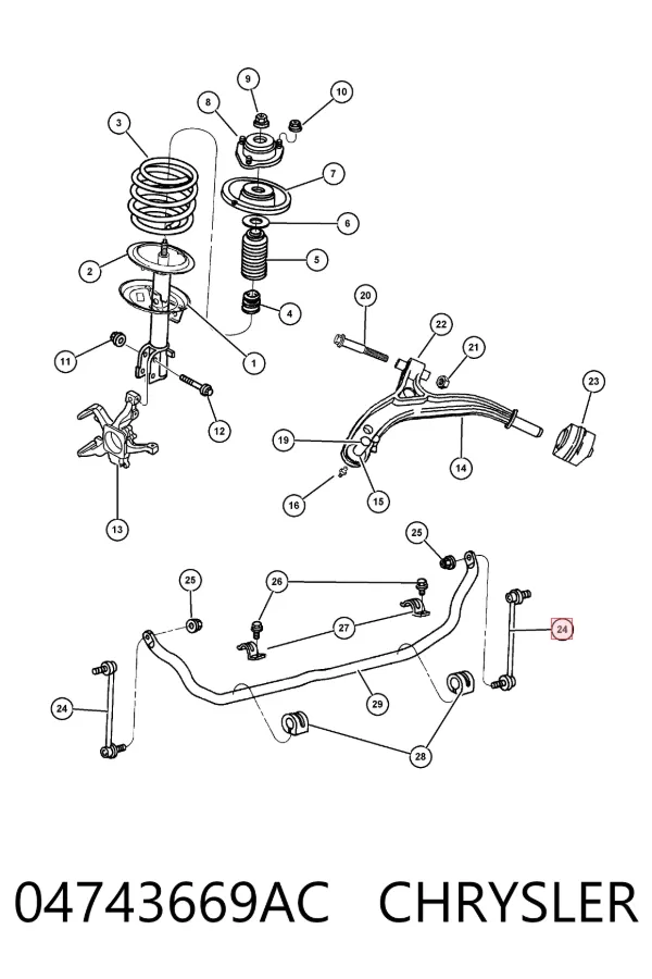 Łącznik stabilizatora przedniego 04743669AC Chrysler