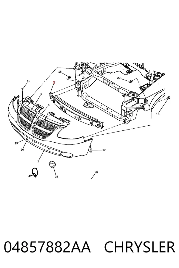 Wzmocnienie zderzaka przedniego Chrysler Voyager III