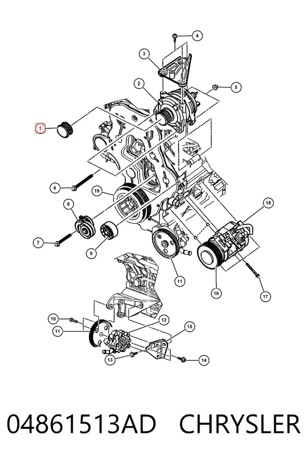Koło pasowe alternatora 04861513AD Chrysler