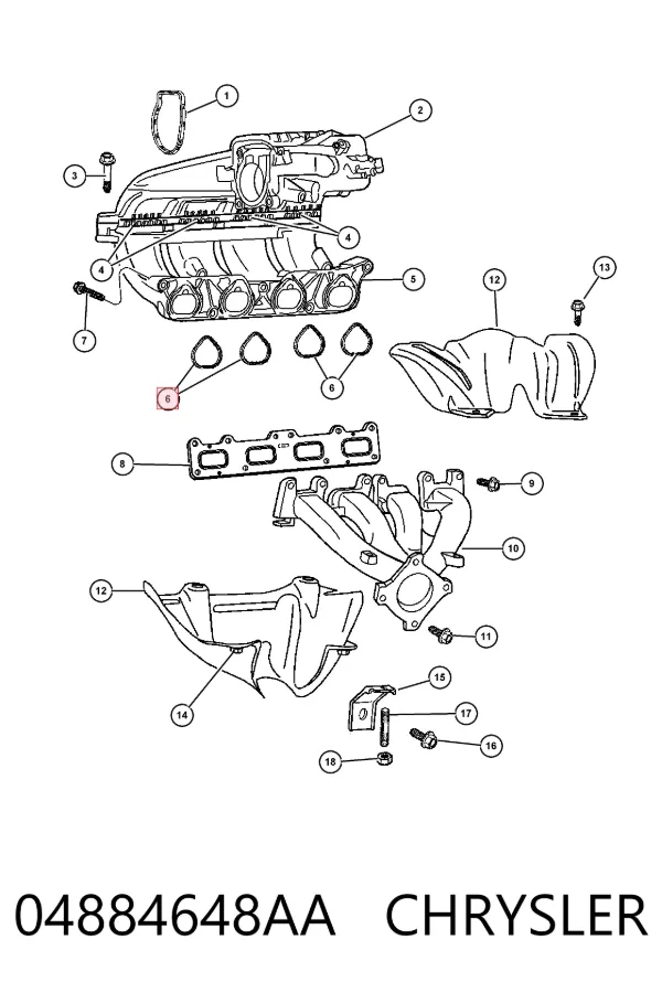 Uszczelka kolektora ssącego 04884648AA Chrysler