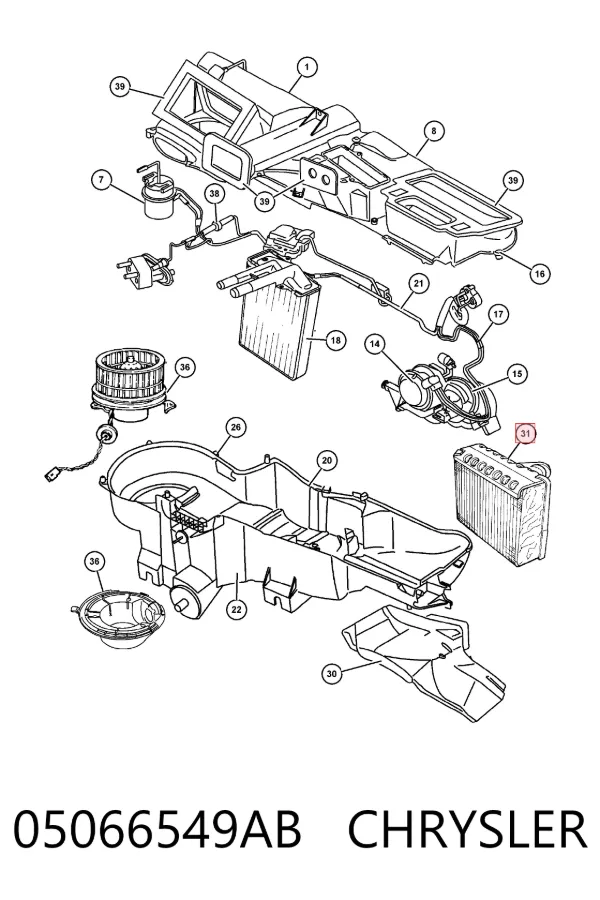 Parownik klimatyzacji 05066549AB Chrysler