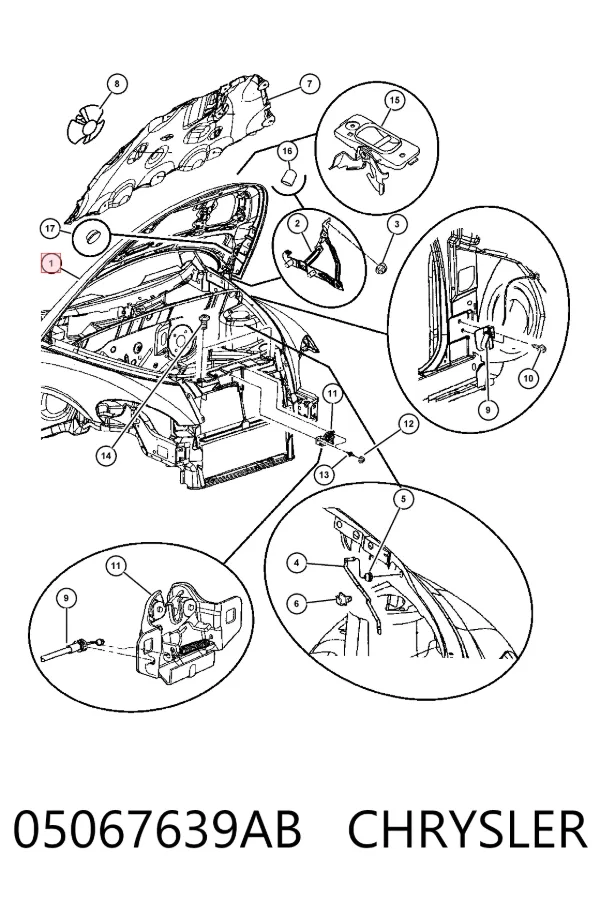 Maska silnika 05067639AB Chrysler