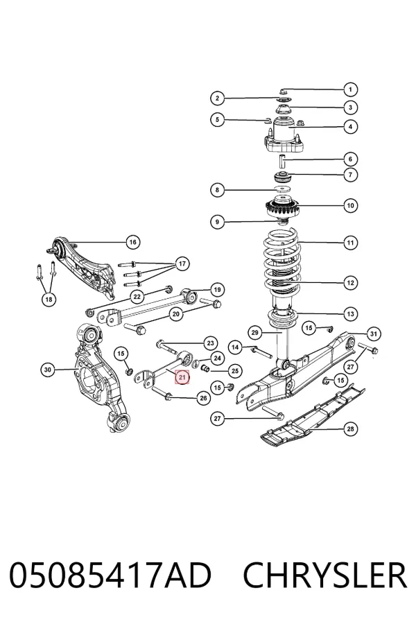 Wahacz zawieszenia tylnego poprzeczny 05085417AD Chrysler