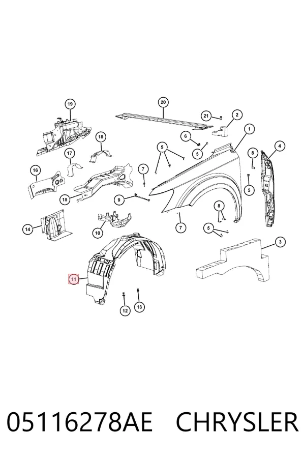 Nadkole błotnika przedniego prawe 05116278AE Chrysler