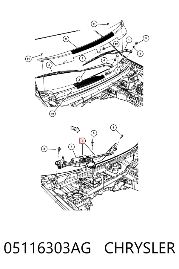 Mechanizm wycieraczek 05116303AG Chrysler