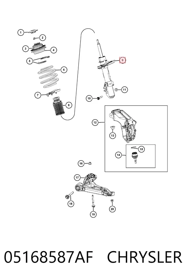Amortyzator przedni lewy 05168587AF Chrysler