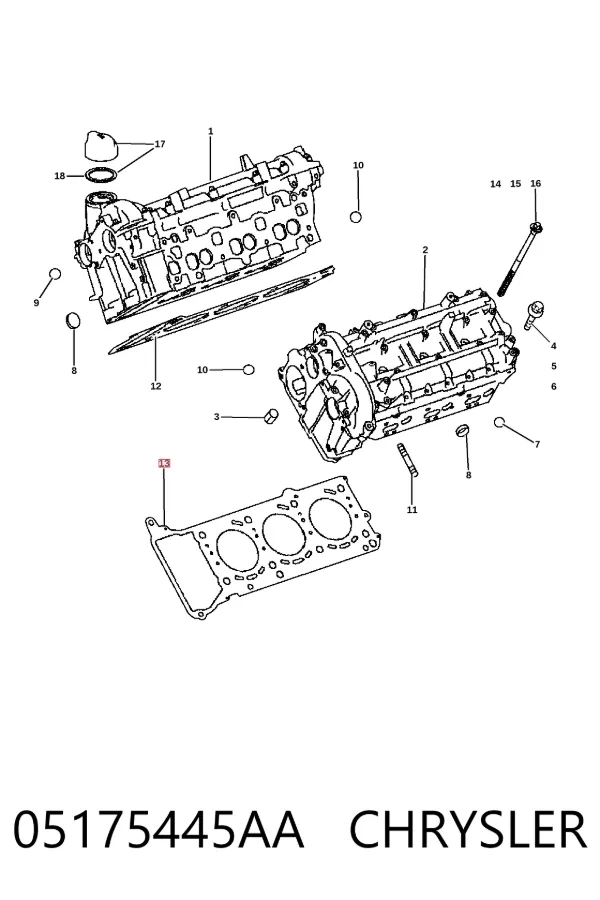 Uszczelka głowicy cylindrów lewa 05175445AA Chrysler