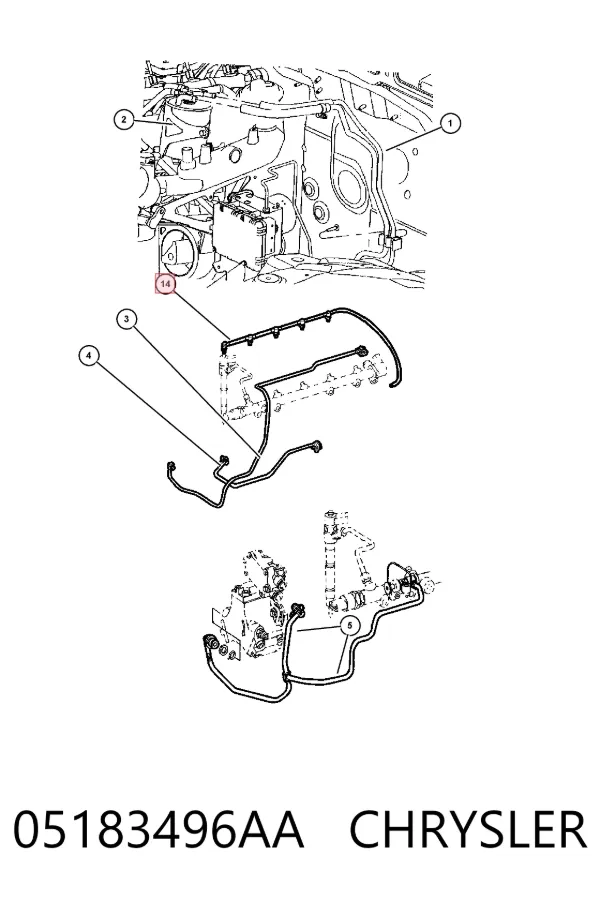 Rurka paliwa, zwrotna od wtryskiwaczy 05183496AA Chrysler