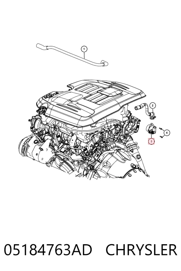 Zawór PCV odpowietrzający silnik 05184763AD Chrysler