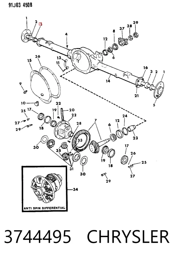 Łożysko zewnętrzne półosi tylnego mostu 3744495 Chrysler