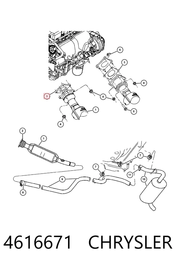 Uszczelka rury odbiornika tłumika 4616671 Chrysler