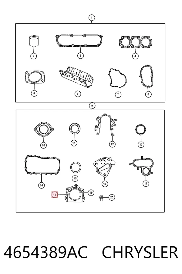 Uszczelniacz wału korbowego silnika tylny 4654389AC Chrysler