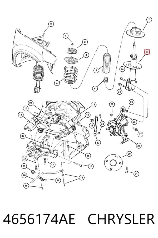Amortyzator przedni 4656174AE Chrysler