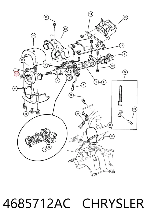 Pierścień kontaktowy AIRBAG, taśma kierownicy 4685712AC Chrysler