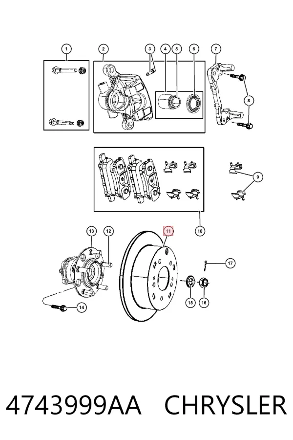 Tarcza hamulcowa tylna 4743999AA Chrysler