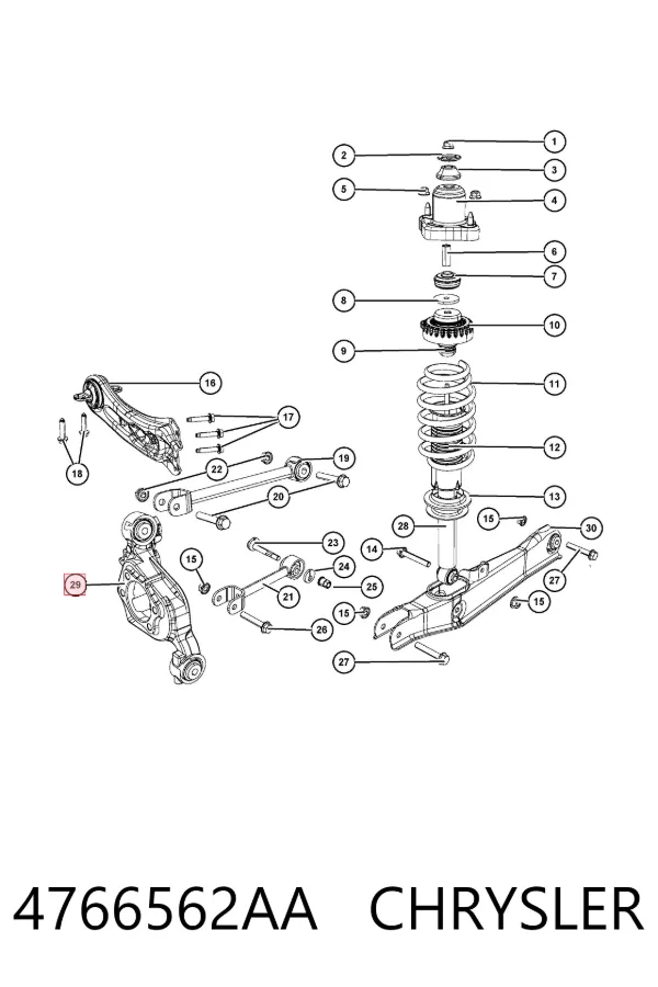 Czop (zwrotnica) tylny prawy 4766562AA Chrysler