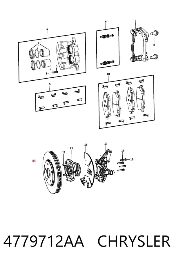 Tarcza hamulcowa przednia 4779712AA Chrysler