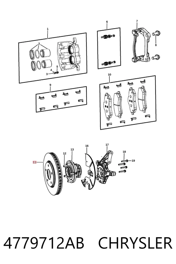 Tarcza hamulcowa przednia 4779712AB Chrysler