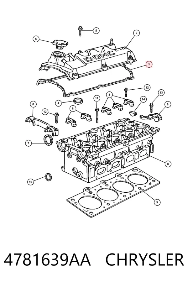 Uszczelka pokrywy zaworowej silnika 4781639AA Chrysler
