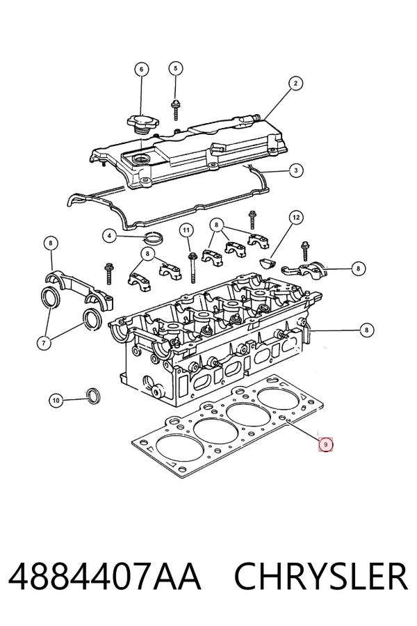Uszczelka głowicy cylindrów 4884407AA Chrysler