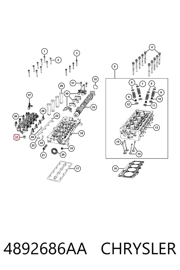 Kompensator hydrauliczny (popychacz hydrauliczny), popychacz zaworu 4892686AA Chrysler