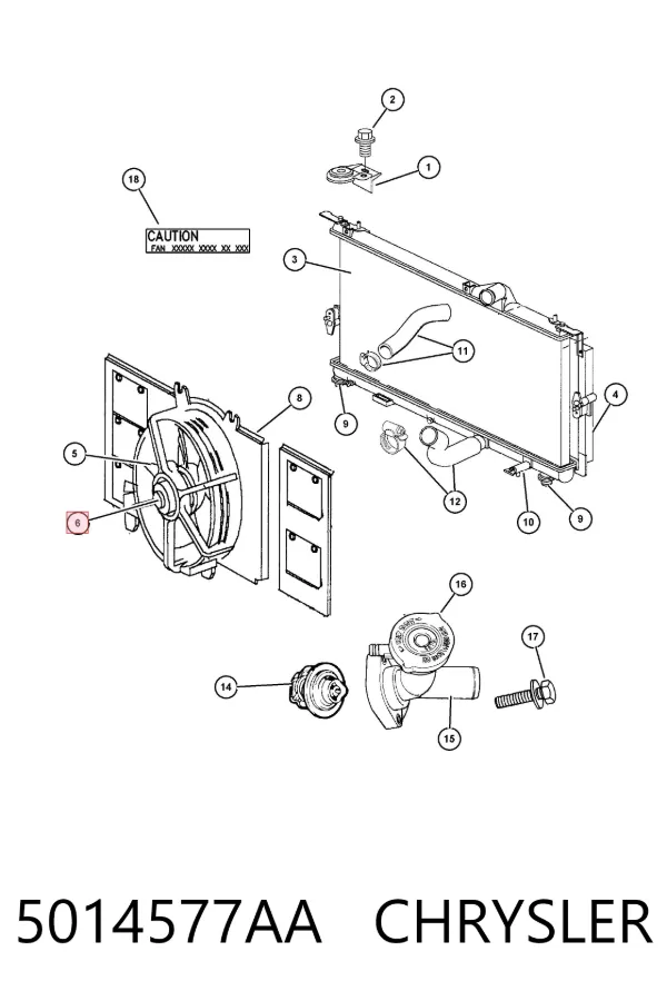 Dyfuzor chłodnicy, w komplecie z silnikiem i wirnikiem 5014577AA Chrysler