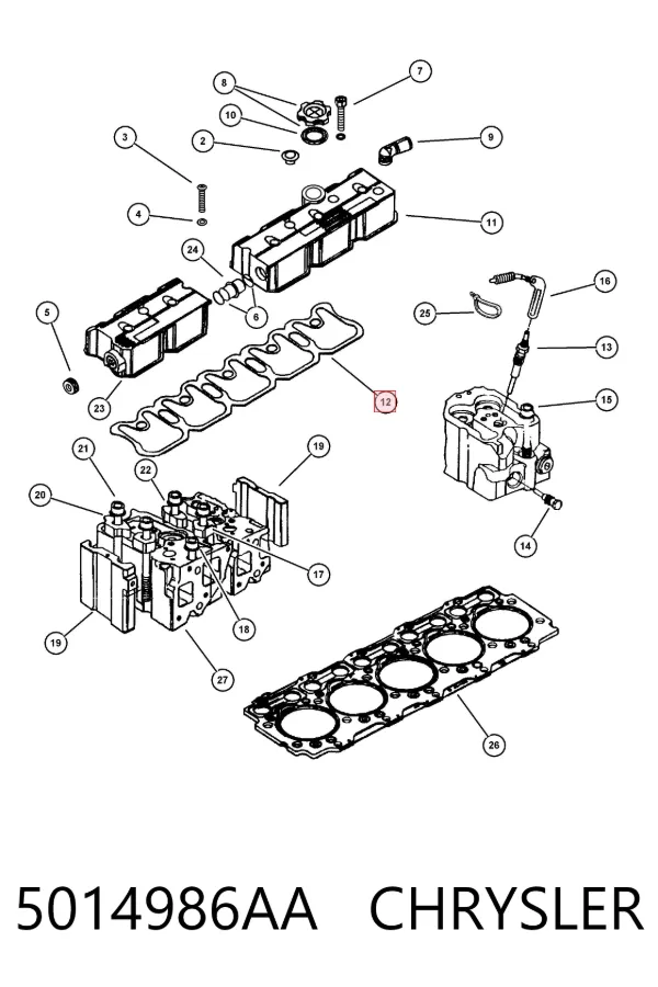 Uszczelka pokrywy zaworowej silnika 5014986AA Chrysler