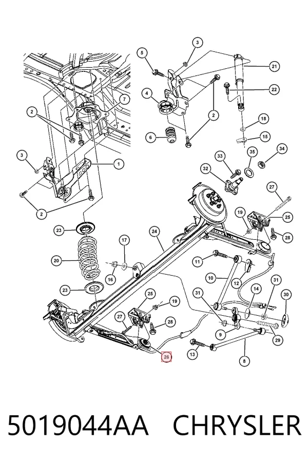 Silentblock tylnej belki 5019044AA Chrysler