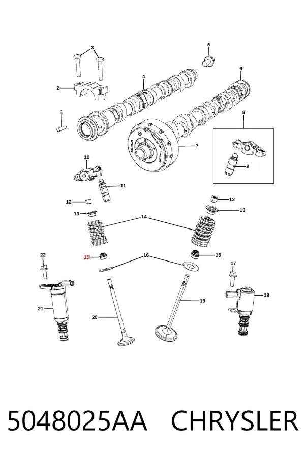 Uszczelniacz zaworu dolotowego/wylotowego, zestaw na silnik 5048025AA Chrysler